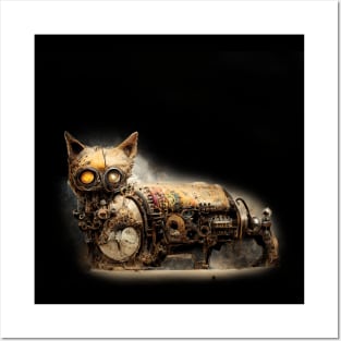 Dieselpunk cat artwork, steampunk cat artwork Posters and Art